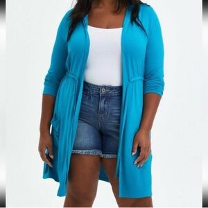 Blue Open Front Cardigan